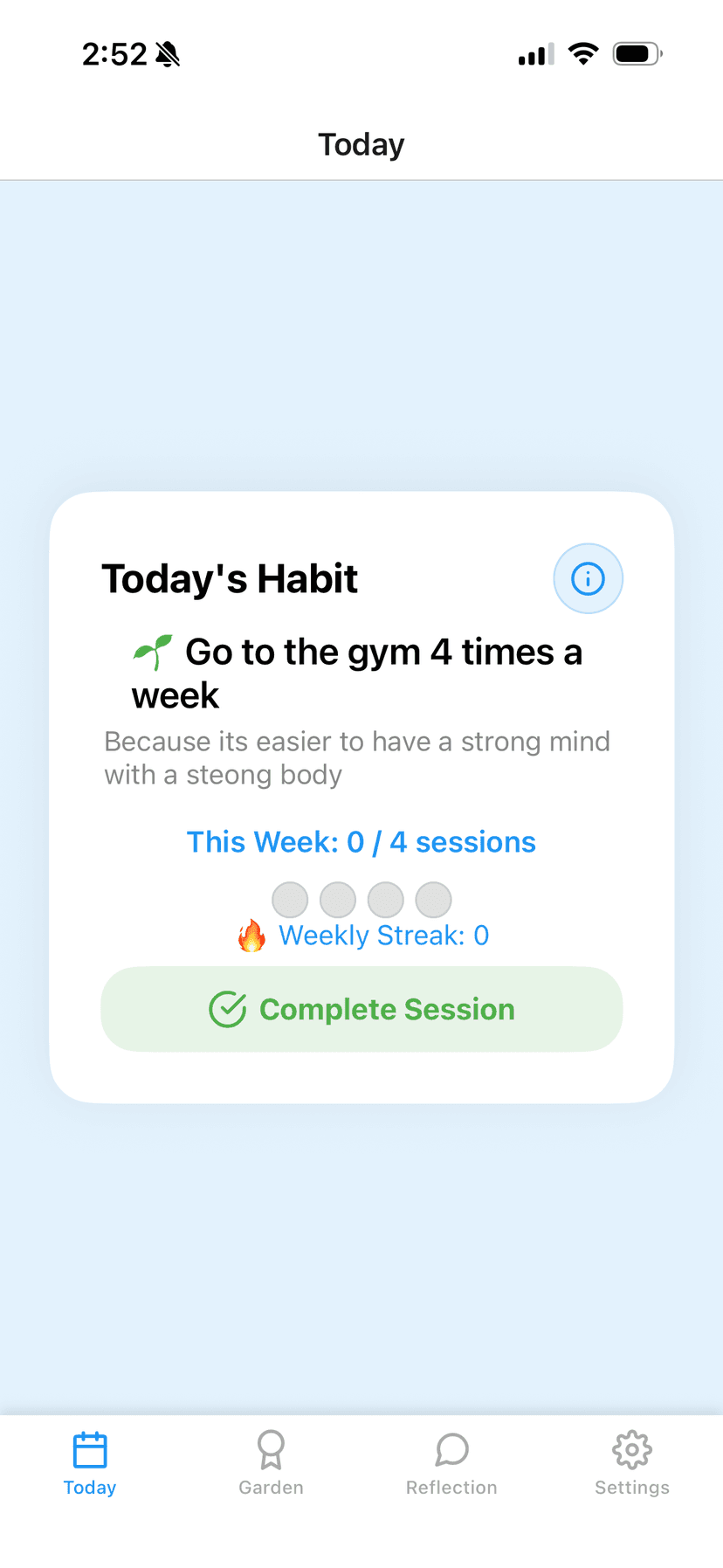 OneHabit mobile app screenshot